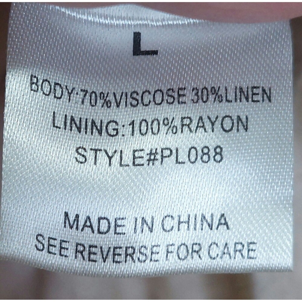 Pink Lily Women's Dress~Linen Blend~ Sleeveless~Ruffled~Tie Straps~Size Large - Picture 8 of 10